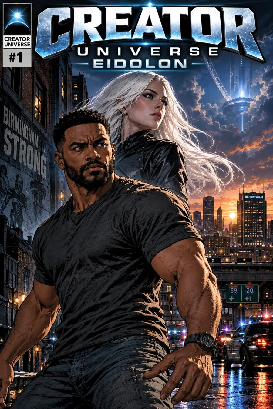 Creator Universe: Eidolon Issue 1 cover featuring Marcus Hale and Damsel in Birmingham